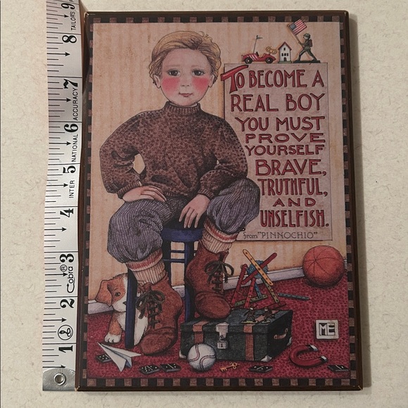 Mary Engelbreit "Real Boy" Plaque Wood Colorplak Collectible 1990 Pinocchio - Picture 12 of 17